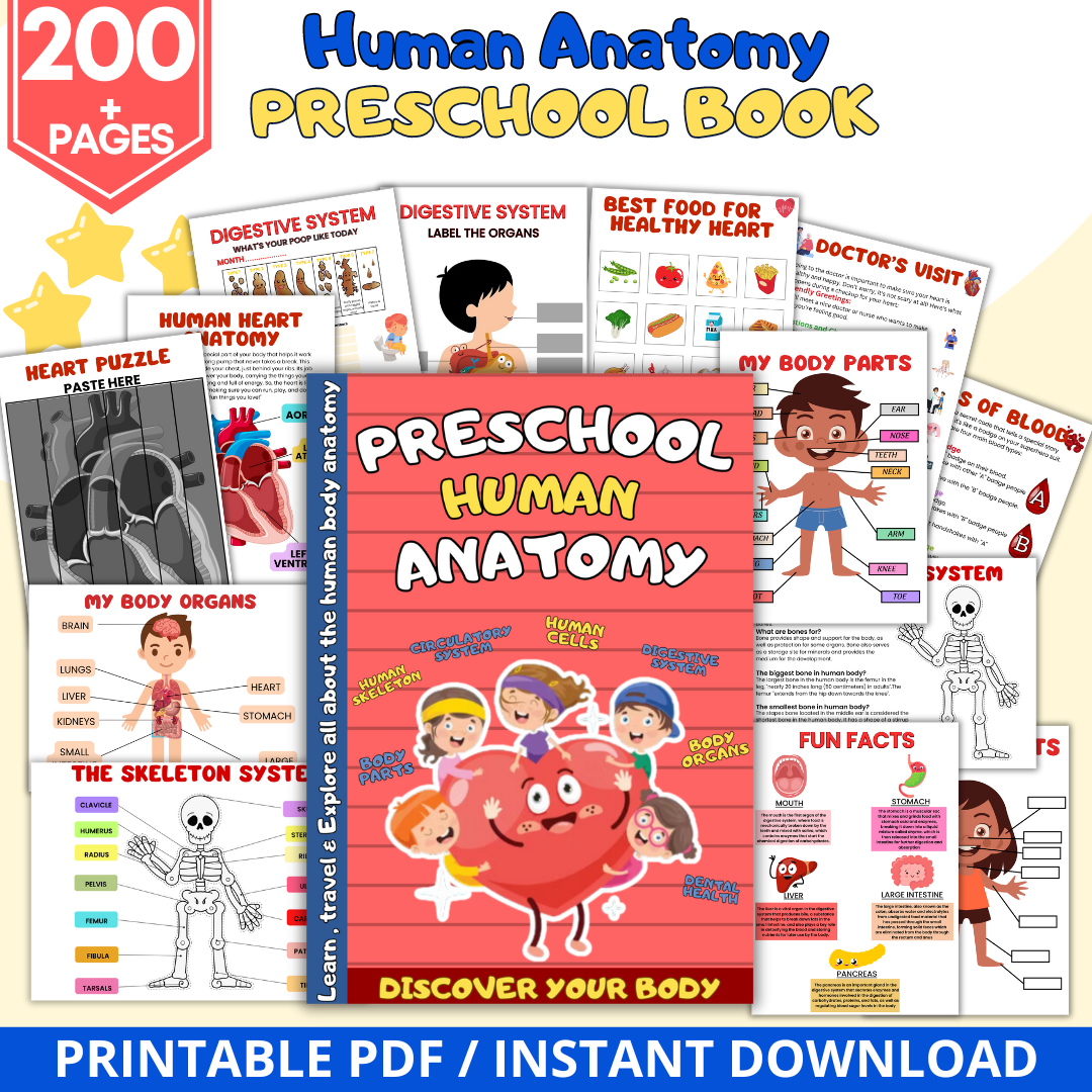 Human Anatomy Preschool Book | 200+ Worksheets for kids